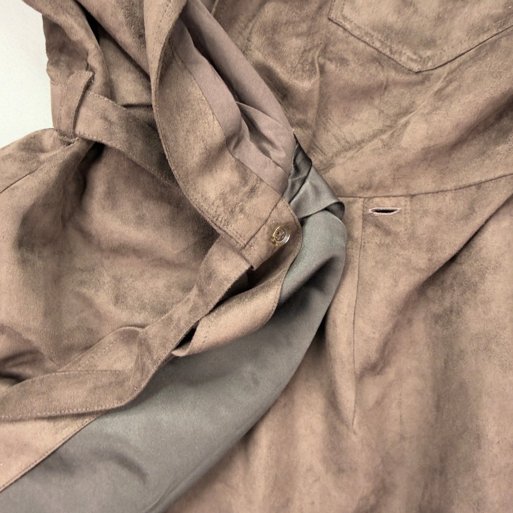 Banana Republic LS Vegan Suede Costa Coffee Dress 10 Petite Brown - Picture 13 of 14